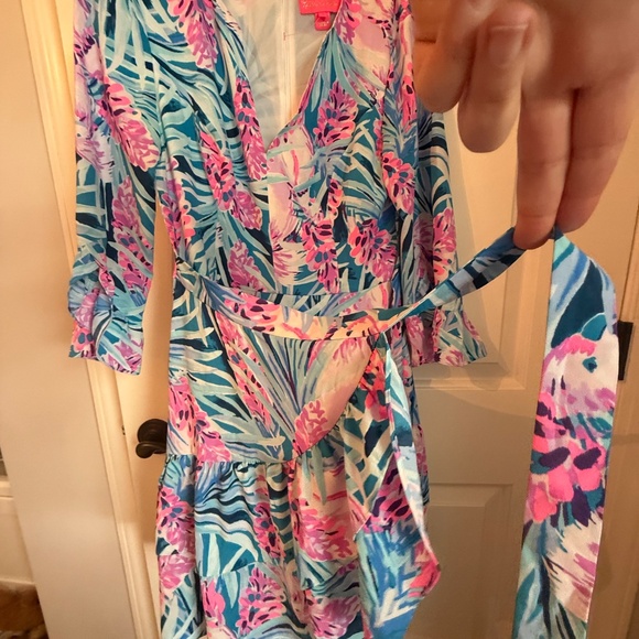 LILLY PULITZER NEW Peacock Blue Tweethearts Laeda Stretch Dress Size Small - Picture 6 of 10